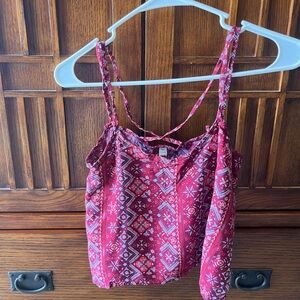 Mudd Pink Tie Front Crop Camisole